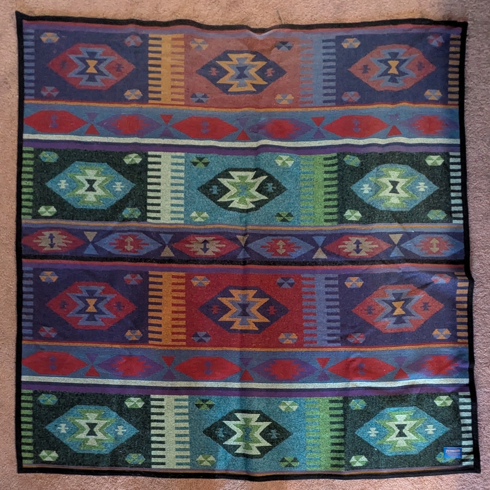 Pendleton Kilim Woven Authentic Vintage Wool Blanket 58x58 (Westland Woven?)
